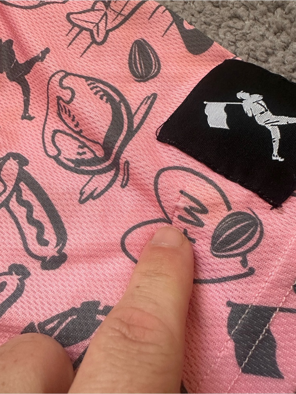 Baseballism YXL Pink Graphic Shorts with Black Drawstring - Picture 4 of 7